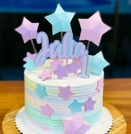Topo de Bolo Estrelas Low Poly