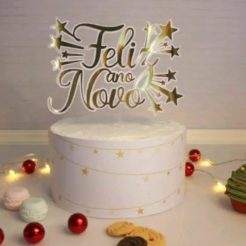 Topo de Bolo Feliz Ano Novo