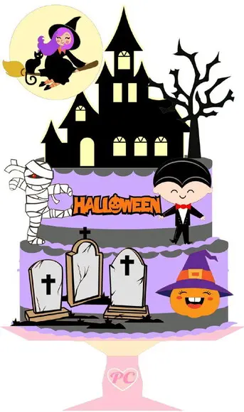Topo de Bolo Halloween Divertido