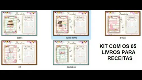 Arq pdf Kit com Todos 05 Cadernos p/ Receita