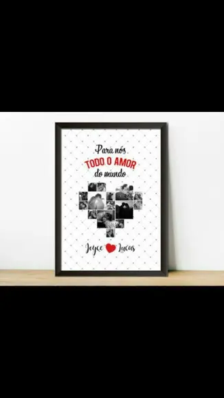Quadro Fotos Forma Coração Dia dos Namorados