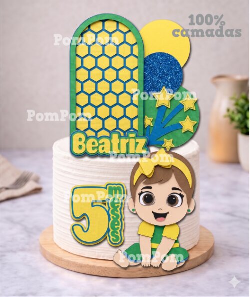 topo menina bebe da copa em camadas