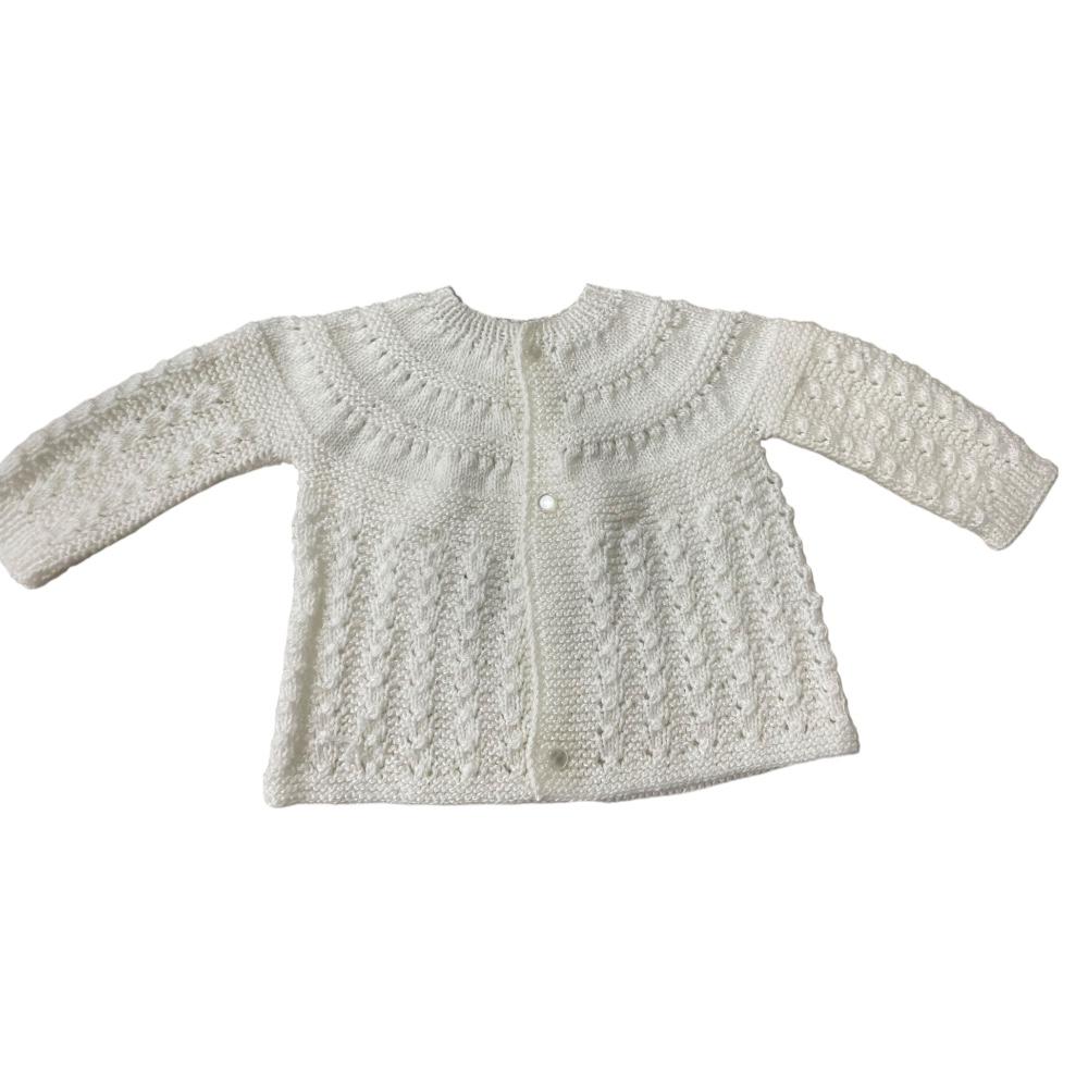 Casaquinho de lã para bebê na cor Branco
