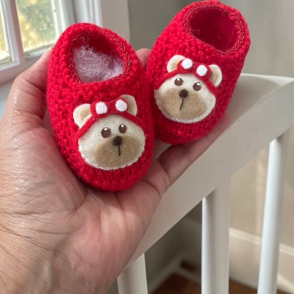 Sapatinho Urso Aviador - Vermelho