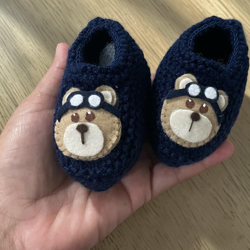 Sapatinho Urso Aviador - Azul Marinho
