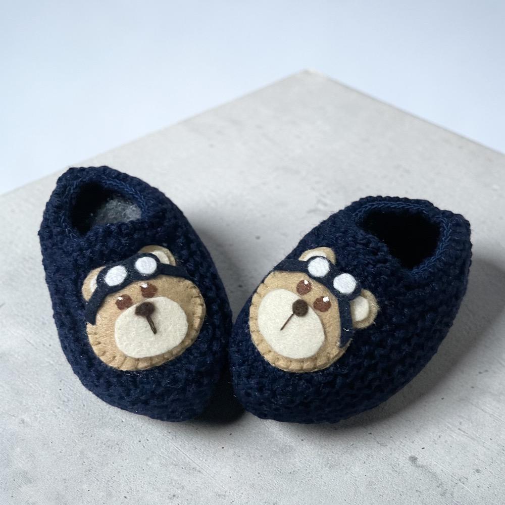 Sapatinho Urso Aviador - Azul Marinho