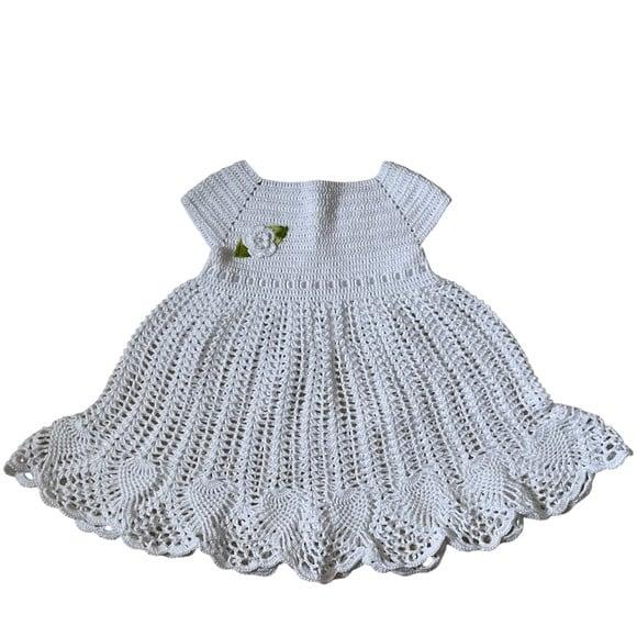 Vestido de Crochê para Bebê Branco
