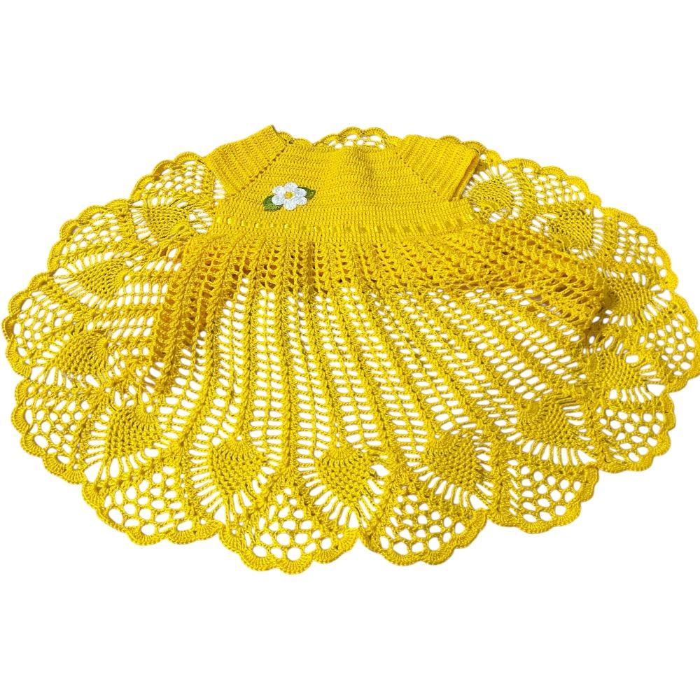 Vestido de Crochê para Bebê Amarelo Canário