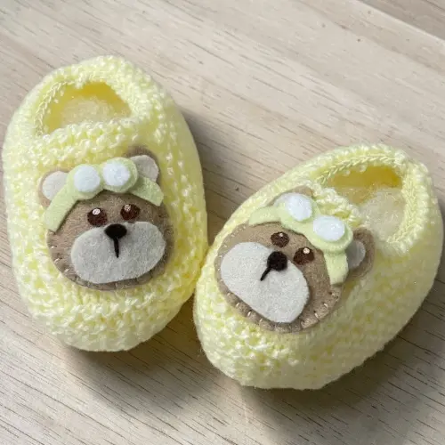 Sapatinho Urso Aviador - Amarelo Bebê