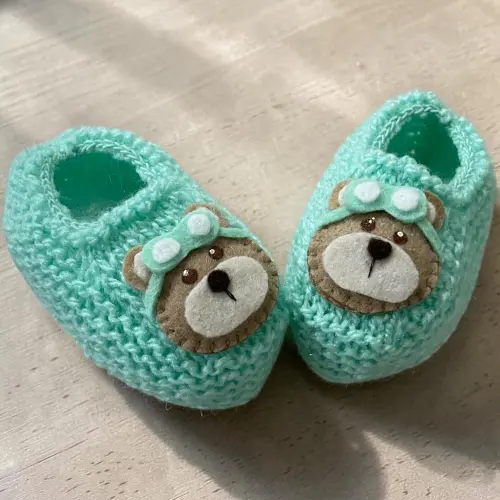 Sapatinho Urso Aviador - Verde Bebê
