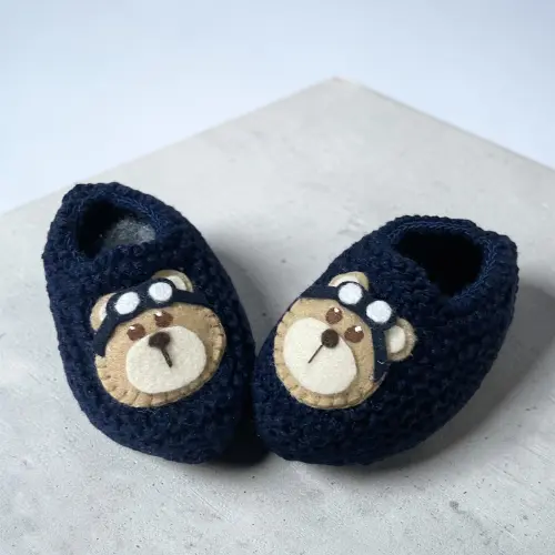 Sapatinho Urso Aviador - Azul Marinho