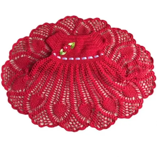 Vestido de Croche para Bebê Vermelho