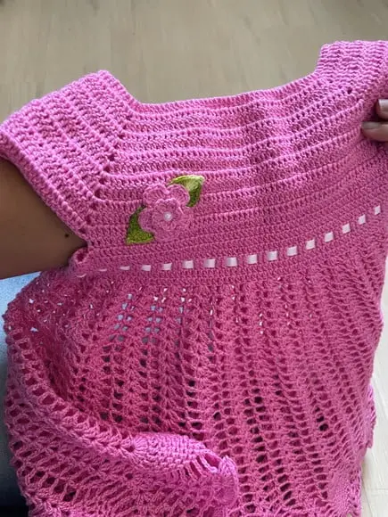 Vestido de crochê para bebê na cor Rosa Balé