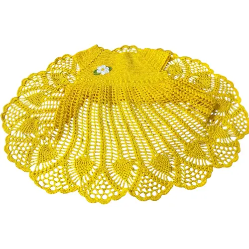 Vestido de Crochê para Bebê Amarelo Canário