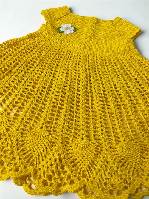 Vestido de Crochê para Bebê Amarelo Canário
