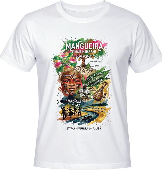 Camiseta Carnaval Mangueira 2026 Finquei Minha Raiz Amazônia