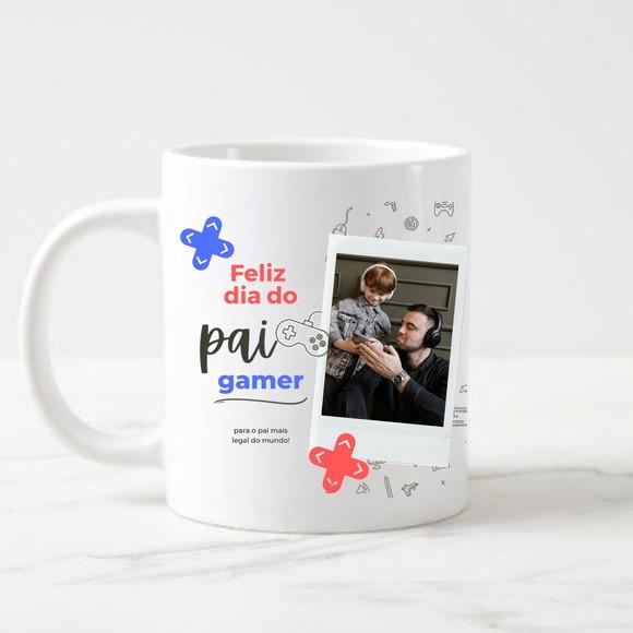 Caneca Pai Gamer Personalizada com Foto