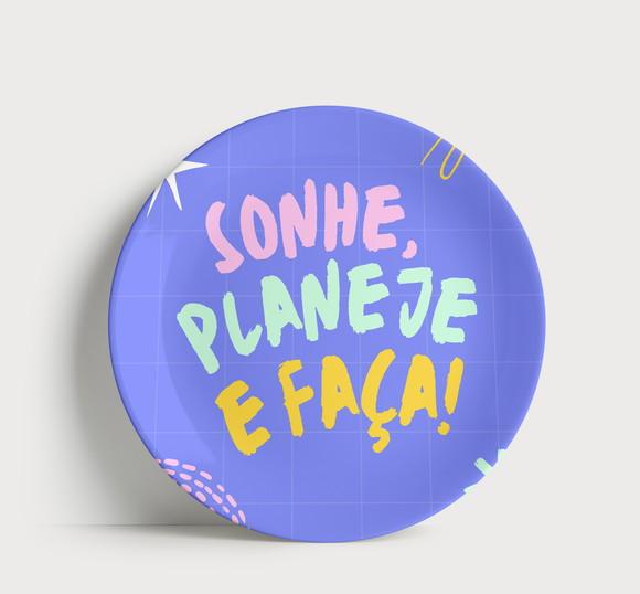 Prato Decorativo Frase Sonhe, Planeje e Faça