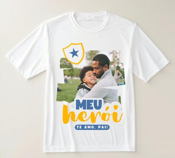 Camiseta Meu Herói Te Amo Pai Personalizada com Foto