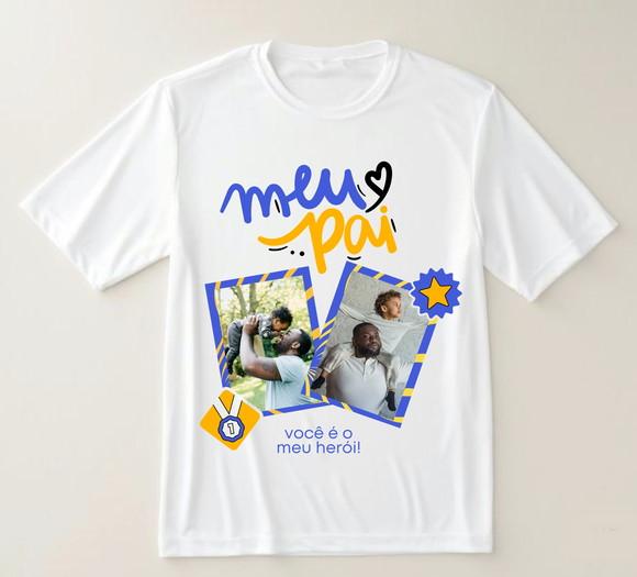 Camiseta Meu Pai Você É Meu Herói Personalizada com Foto