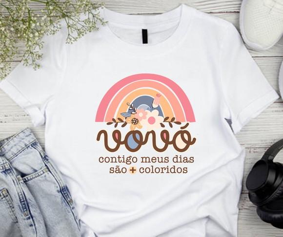 Camiseta Vovó com Você Meu Dias São Mais Coloridos