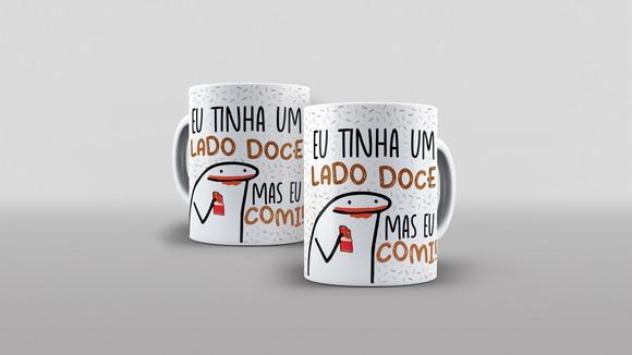 Caneca Porcelana Divertida Eu Tinha Um Lado Doce