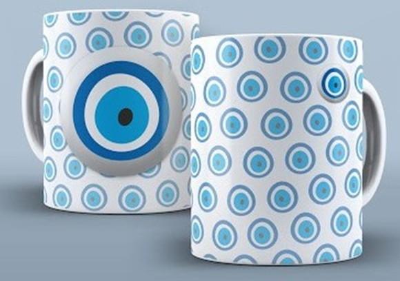 Caneca Porcelana Olho Grego