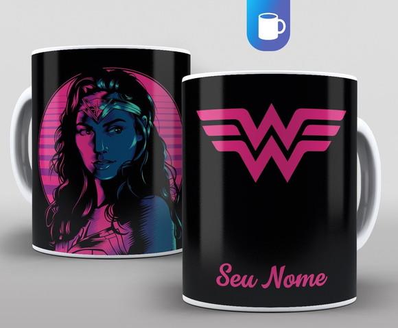 Caneca Porcelana Mulher Maravilha com nome