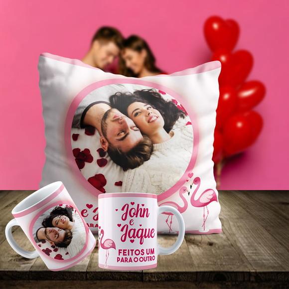 Kit Dia dos Namorados Almofada e Caneca Personalizada