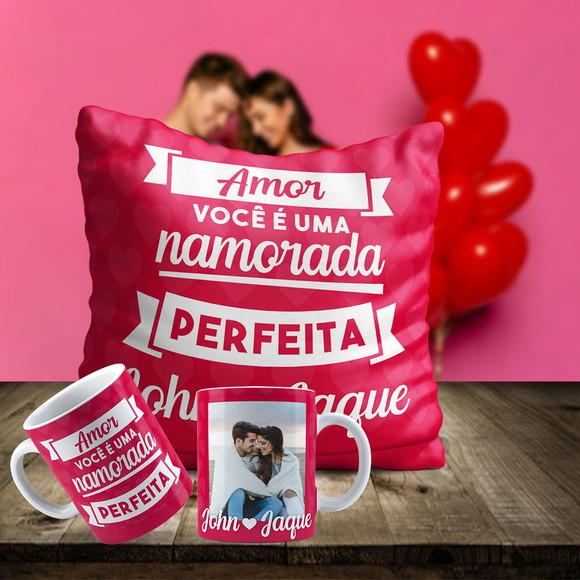 Kit Dia dos Namorados Almofada e Caneca Personalizada