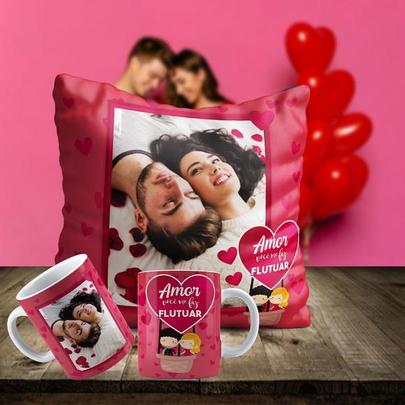 Kit Dia dos Namorados Almofada e Caneca Personalizada