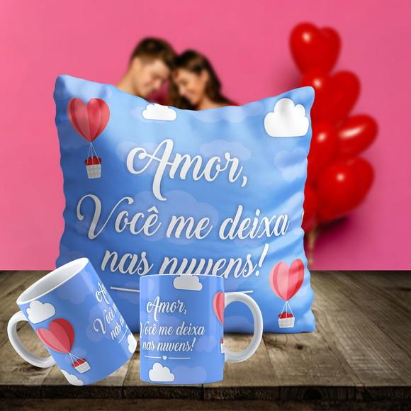 Kit Dia dos Namorados Almofada e Caneca Personalizada