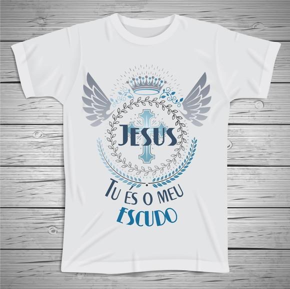 Camiseta Religiosa Jesus Tu És Meu Escudo