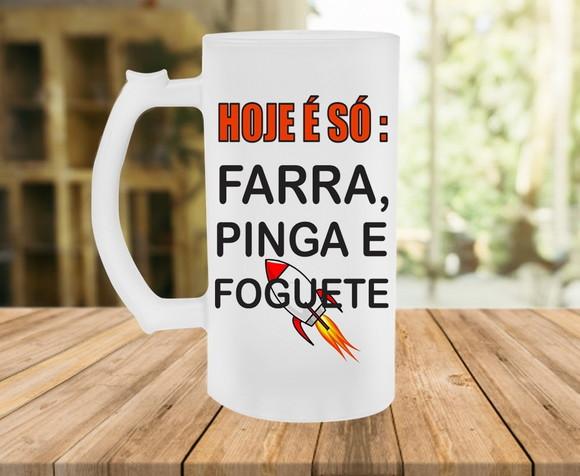 Caneca de chopp Hoje é só Farra