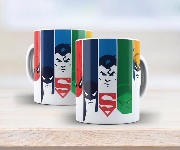 Caneca Porcelana Super Heróis
