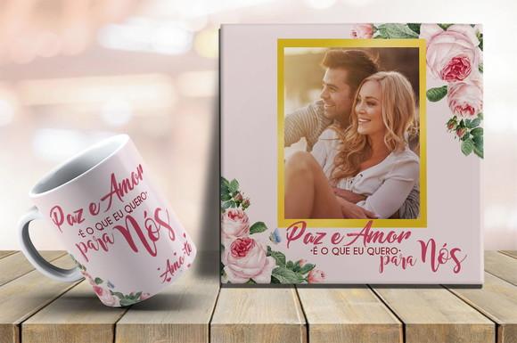 Kit Dia dos Namorados Azulejo e Caneca Personalizada