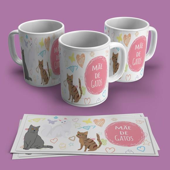 Caneca Porcelana Mãe de Gato