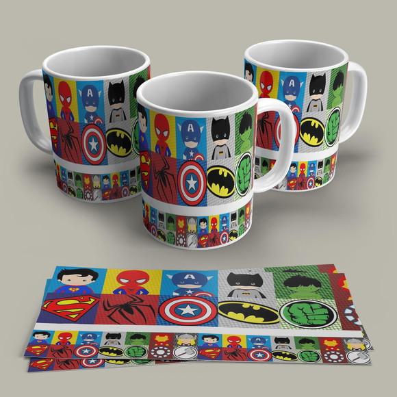 Caneca Porcelana Mascotes Super Heróis