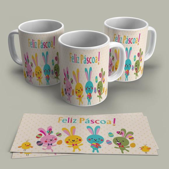 Caneca de Porcelana Feliz Páscoa