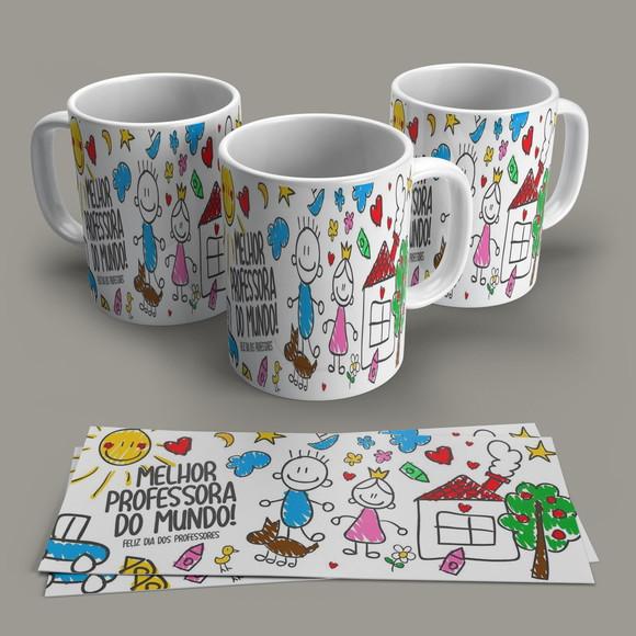 Caneca Porcelana Melhor Professora do Mundo