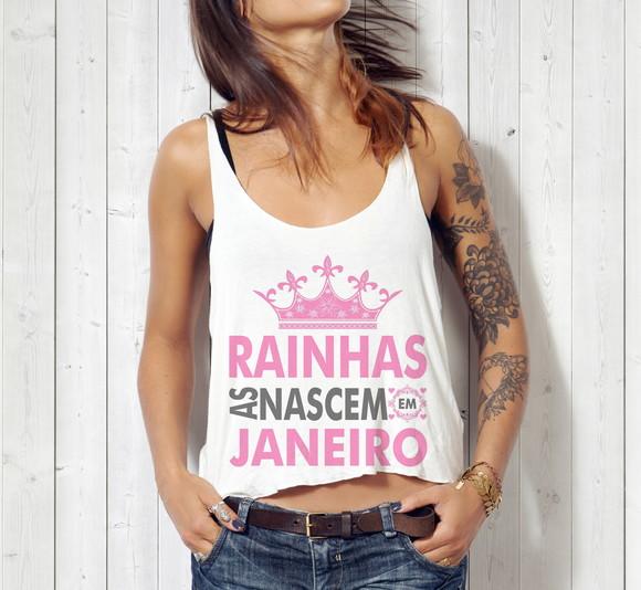 Blusa Cropped As Rainhas Nascem em Janeiro