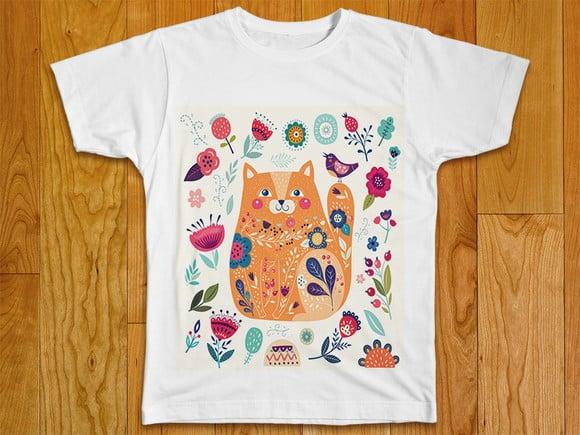 Camiseta Gato Floral