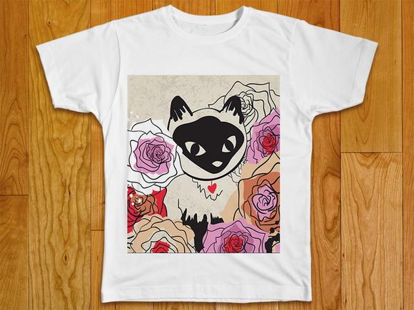 Camiseta Gato Floral