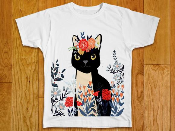 Camiseta Gato Floral