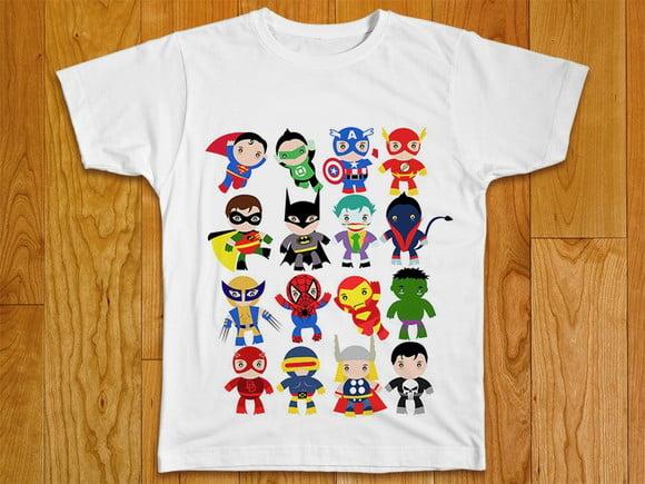 Camiseta Infantil Mascotes Super Heróis