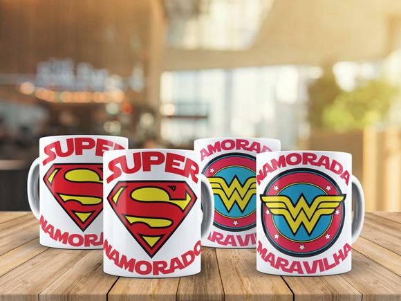 Canecas Kit Super Namorado e Namorada Maravilha