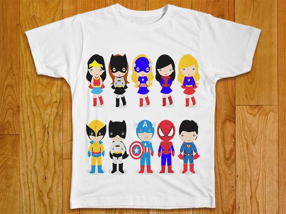 Camiseta Mascotes Super Heróis