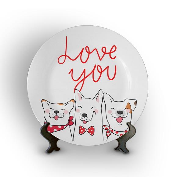 Prato Decorativo Love You Dogs