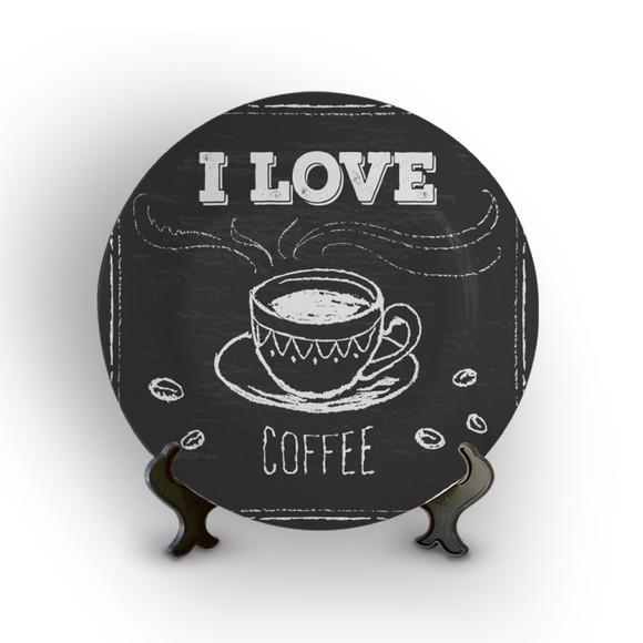 Prato Decorativo Retrô I Love Coffe