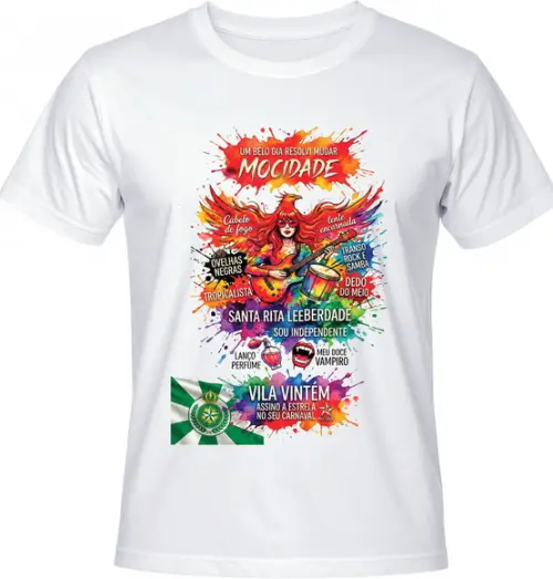 Camiseta Mocidade Independente Rita Lee Carnaval Vila Vintém